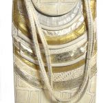 Pinky USA vintage cream and gold leather handbag