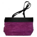 Purple suede tote bag with black leather detail