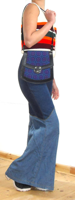 Blue and Purple tapestry front shoulder bag