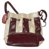 Burgundy and cream striped leather shoulder bag