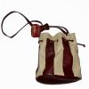 Burgundy and cream striped leather shoulder bag