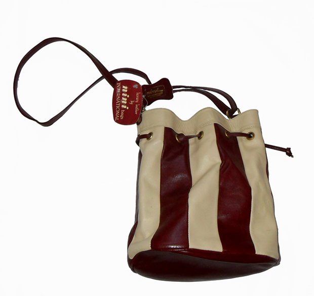 Burgundy and Cream Leather Shoulder Bag Burgundy and cream striped leather shoulder bag