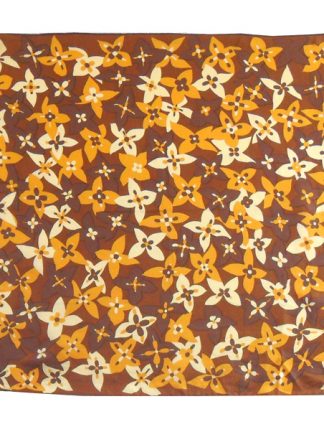 Jacqmar silk scarf with a floral design in browns and yellows