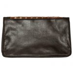 1970s brown and cream snakeskin and leather large clutch bag