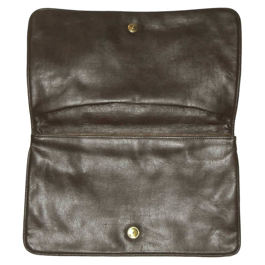 1970s brown and cream snakeskin and leather large clutch bag