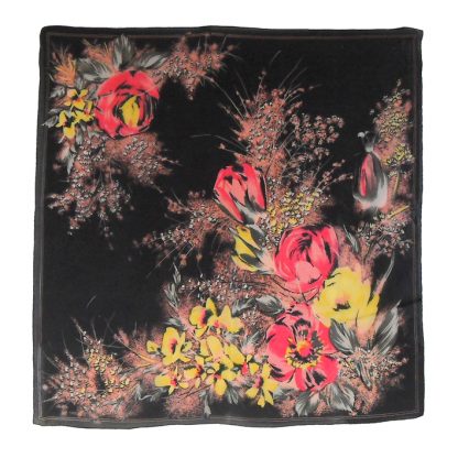Sheer floral scarf with a black background