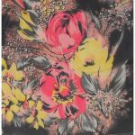 Sheer floral scarf with a black background