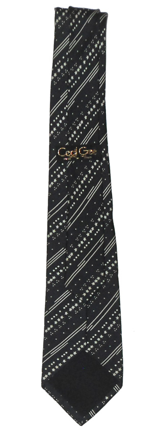 Cecil Gee vintage black and white silk tie
