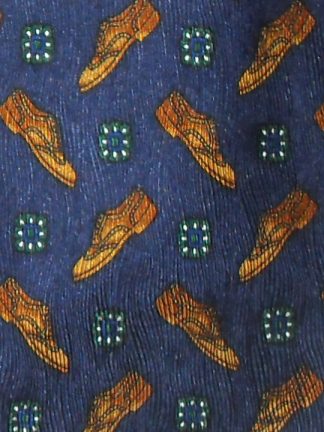 Bally silk tie with a shoe design on a blue background