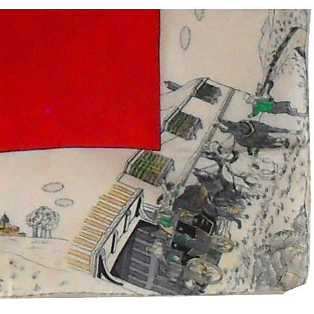 Horse and carriage pictorial small scarf