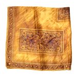 Vintage water repellent rayon brown and gold scarf