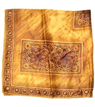 Vintage water repellent rayon brown and gold scarf
