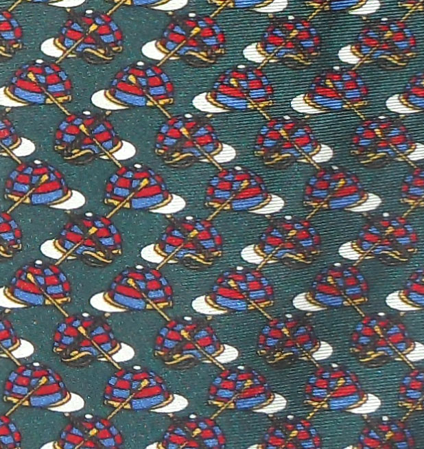 Lancel jockey cap and crop design silk tie
