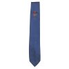 Kenzo blue silk tie with an embroidered flower design and signature of the designer