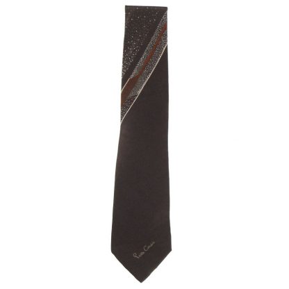 Retro silk tie with a brown and cream design