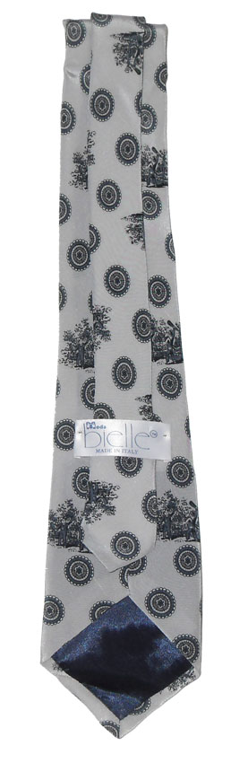 Bielle Italy grey silk tie with pictorial design