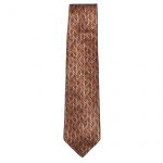 Valentino Italy silk satin tie with a graphic design in orange and gold on a dark background