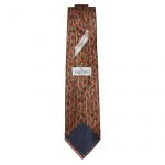 Valentino Italy silk satin tie with a graphic design in orange and gold on a dark backgrou