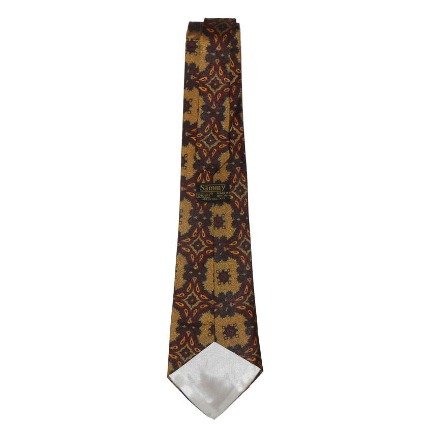 Sammy vintage tie with a design in gold, red, orange and black