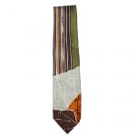 Como House textured silk tie with a design in green, browns and cream