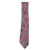 Propeller Cravatte British silk tie with bright pink flowers on a black and white background