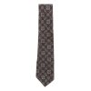 Vintage Lanvin silk tie with a floral deisgn in dark blue and taupe on a dark red background