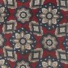 Vintage Lanvin silk tie with a floral deisgn in dark blue and taupe on a dark red background