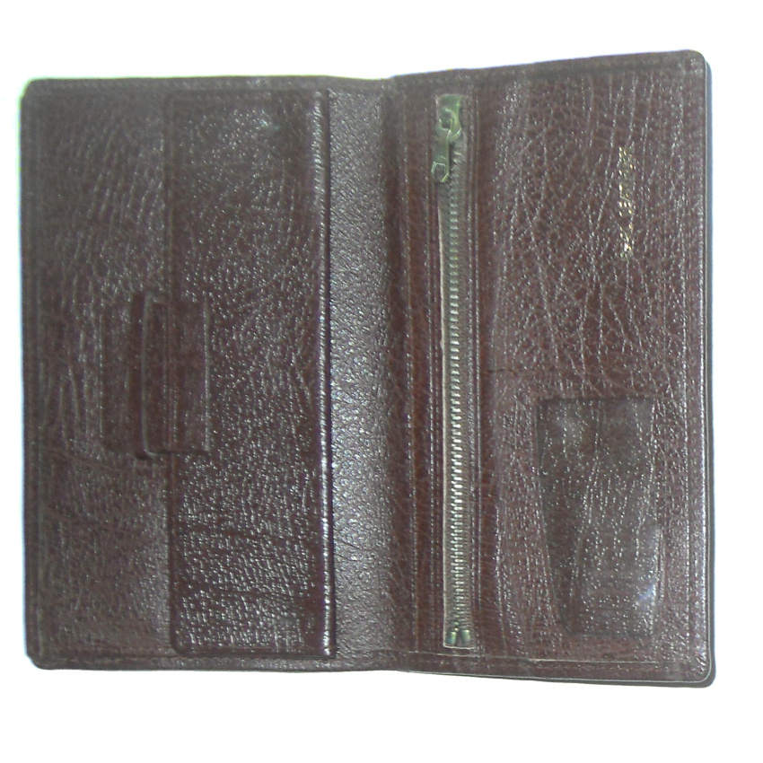 Dark brown vintage grained leather wallet