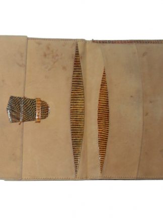 Ubrique lizard skin and nubuck wallet with a nubuck and moiré fabric interior