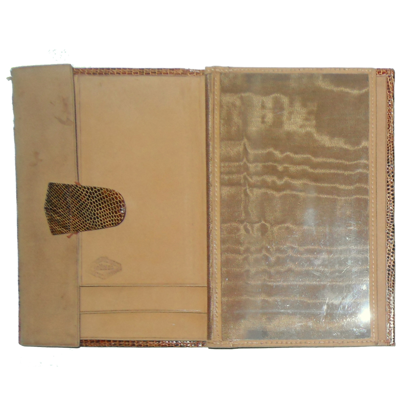 Ubrique lizard skin and nubuck wallet with a nubuck and moiré fabric interior