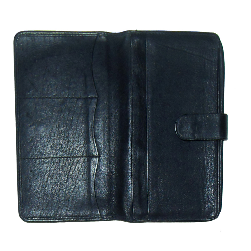 Soft black leather retro wallet