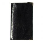 Black grained leather wallet with goldtone metal corners