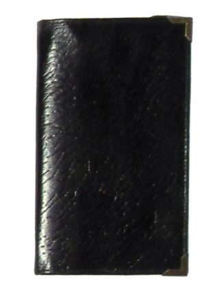 Black grained leather wallet with goldtone metal corners