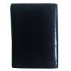 Black bifold wallet with silvertone metal corner