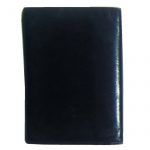 Black bifold wallet with silvertone metal corner