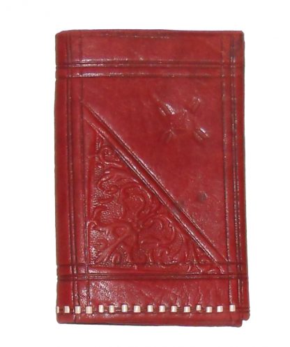 Red tooled leather small bifold wallet