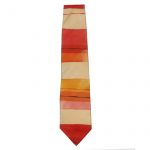 Hand painted silk tie in shades of orange in horizontal stripes