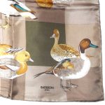 Battistoni Italy silk scarf with a design of ducks, drakes and mallards