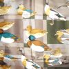 Battistoni Italy silk scarf with a design of ducks, drakes and mallards