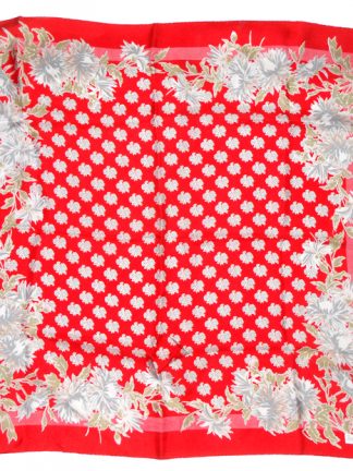 Jacqmar red floral design silk scarf