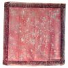 Deer desgn pink silk scarf with burgundy border