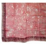 Deer desgn pink silk scarf with burgundy border