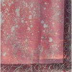Deer desgn pink silk scarf with burgundy border