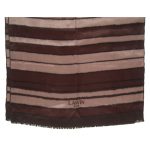 Lanvin Paris long silk scarf with brown stripe design