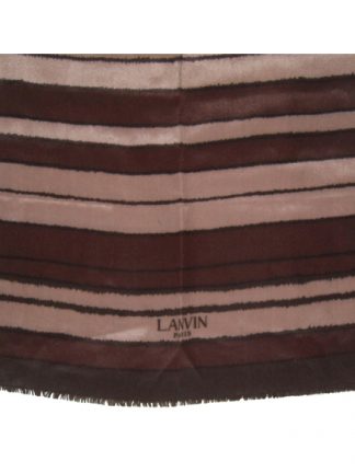 Lanvin Paris long silk scarf with brown stripe design