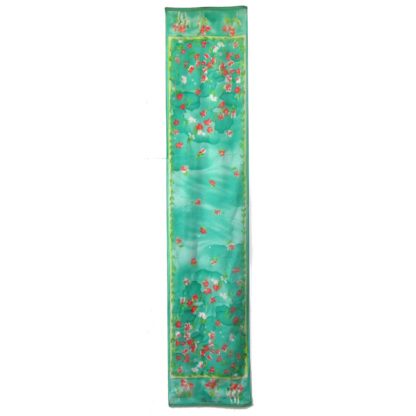Blumarine long silk floral design scarf