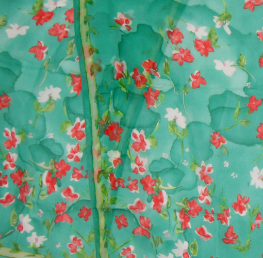 Blumarine long silk floral design scarf