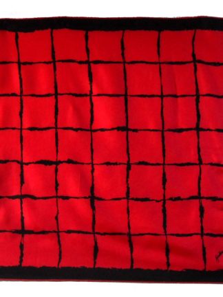 Red and black design silk scarf by Geraldine Paris