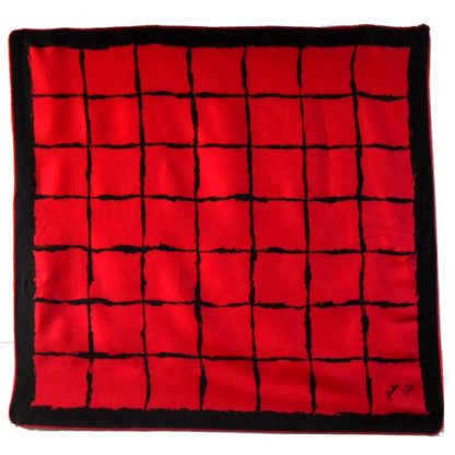 Red and black design silk scarf by Geraldine Paris