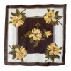 Vintage silk scarf with a design of yellow and orange roses on a brown and cream background